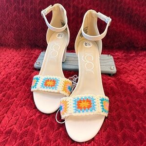 Sugar Machelene Crochet Block Heel Sandals Size 8.5